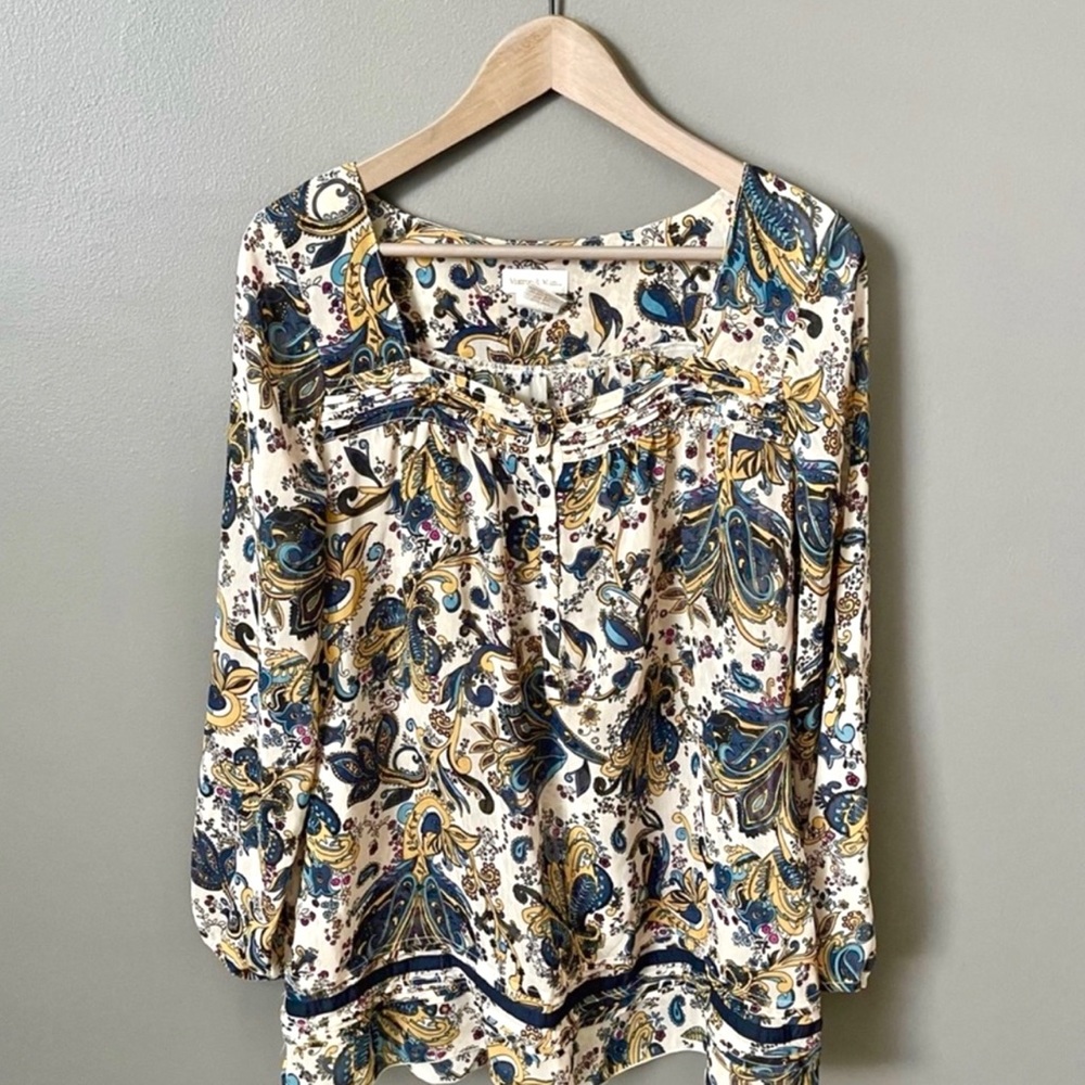 BOGO FREE!! Monroe & main womens patterned long sleeve blouse